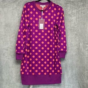 Victor Glemaud Women’s Purple Polka Dot Long Sleeve Tunic Dress Size M